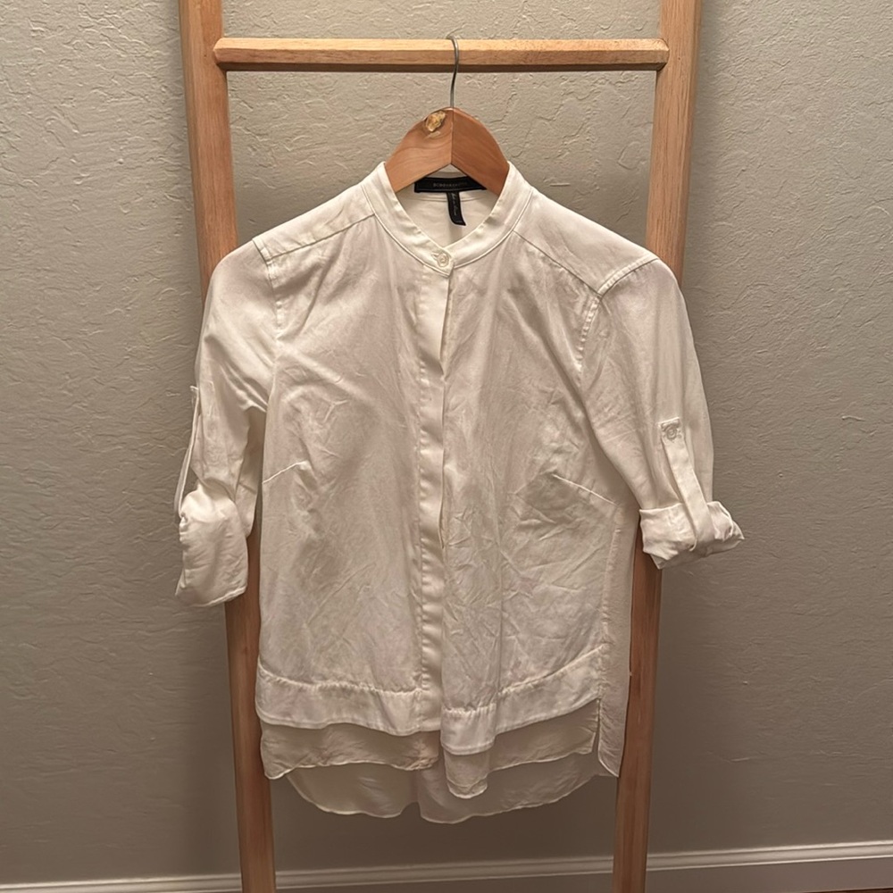 BCBG MAXAZRIA white button up Blouse